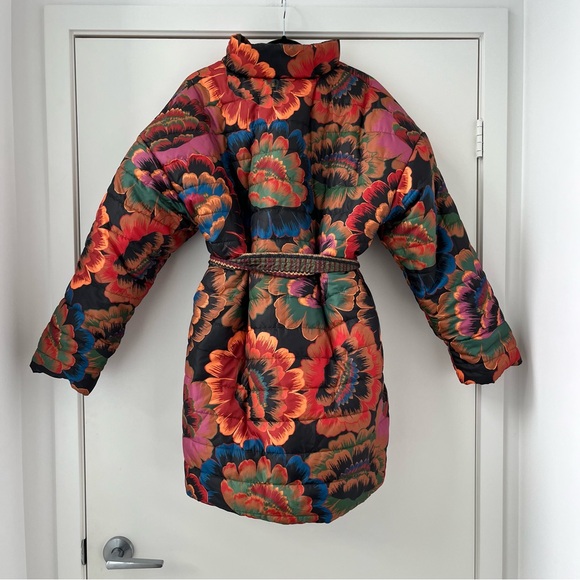 NWOT Farm Rio Crazy Mix Belted Puffer Jacket L - Picture 8 of 15